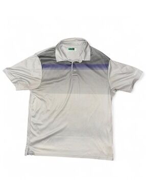 Men's Ben Hogan Gray Striped Short Sleeve Golf Polo Size Large